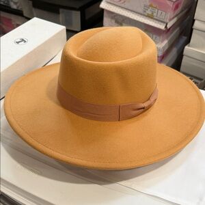 Elegant Tan Wide-Brim Hat